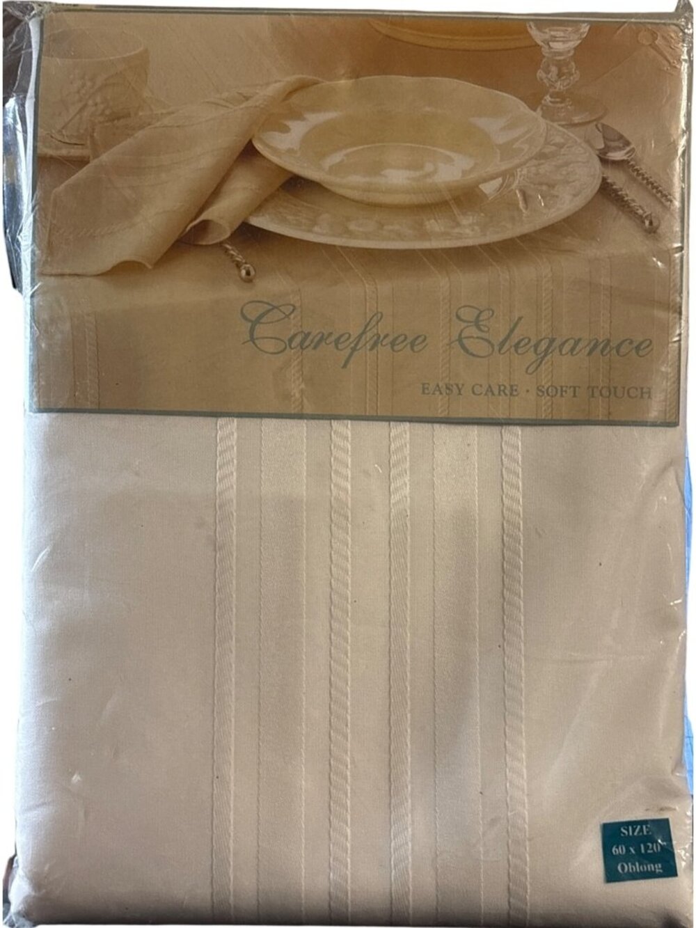 Bardwil Carefree Elegance Tablecloth 60 x 120 Oblong White Polyester Easy Care S